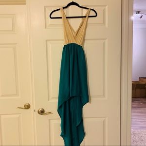 Mezzanine Tan & Turquoise Maxi Dress